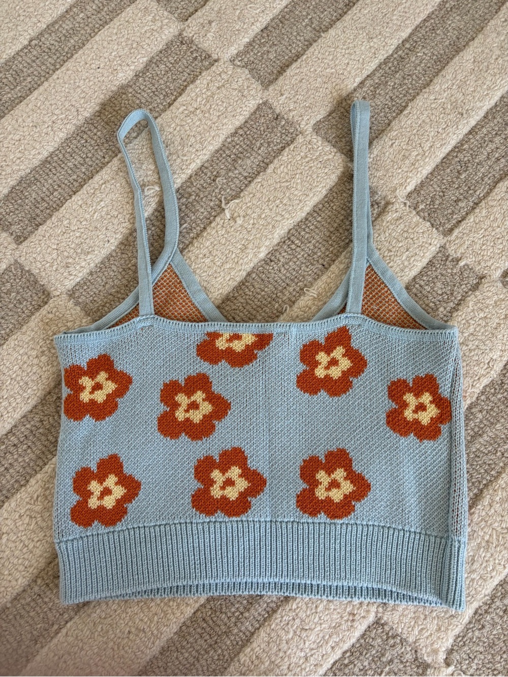 Zara Jacquard Knit Floral Cropped Tank - Picture 3 of 3